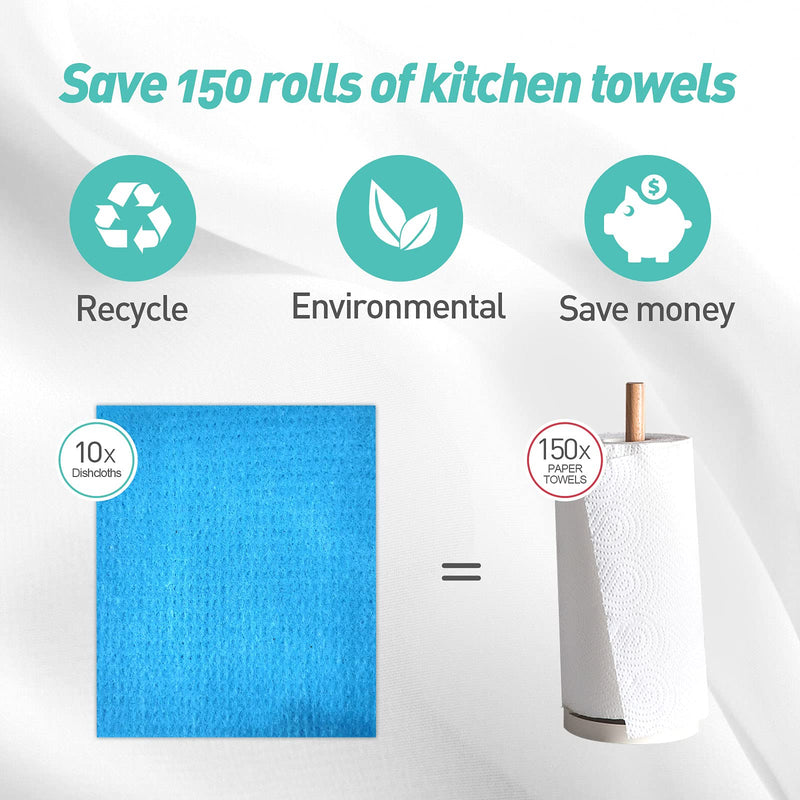 [Australia - AusPower] - MAFAYIHO Kitchen Towels Swedish dishcloths for Kitchen Reusable Paper Towels Machine Washable Suit (10sheets 5 Colors) 