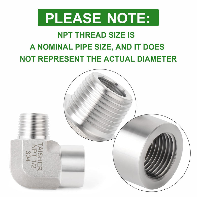 [Australia - AusPower] - TAISHER 2PCS 304 Stainless Steel 90 Degree Barstock Street Elbow, 1/2 Inch NPT Male Pipe to 1/2 Inch NPT Female 304 Stainless Pipe Fitting 1/2" NPT Male × Female 