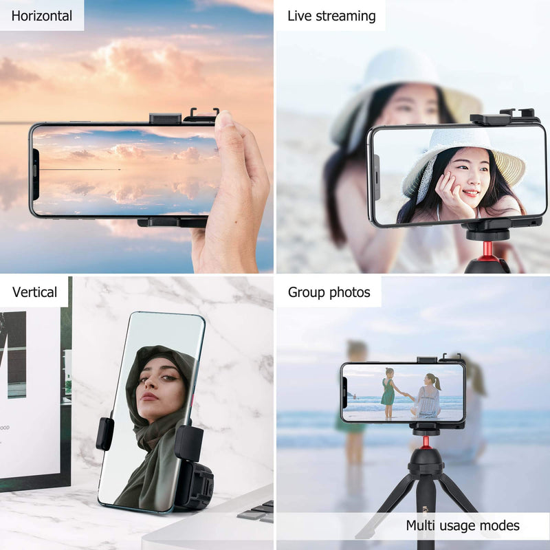 [Australia - AusPower] - JJC 3 in 1 Phone Tripod Mount with Cold Shoe and DSLR-Like Hand Grip with Detachable Bluetooth Shutter Remote Control for iPhone Android Phone to Take Selfies, Group Photo and Stable One-Handed Video 