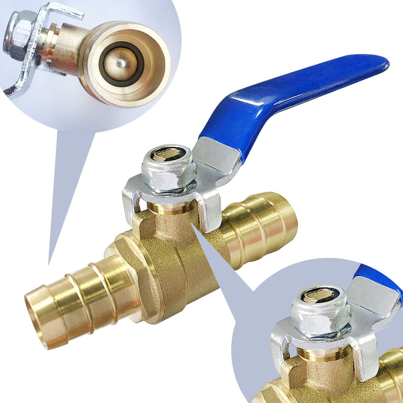 [Australia - AusPower] - Brass Hose Barb Ball Valve Kit-2pcs 3/4'' Heater Hose Shut Off Valve with Stainless Steel Clamps-High Temperature Resistance Shut off PEX Ball Valve for Water, Oil, Gas, Fuel line Fittings 3/4 inch (19mm) 2 pcs 