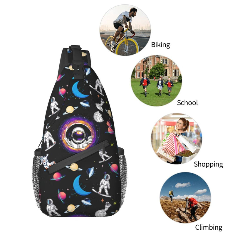 [Australia - AusPower] - Astronaut Sling Bag Crossbody Backpack Hiking Travel Daypack Chest Bag Lightweight Shoulder Bag For Women Men Astronaut One Size 