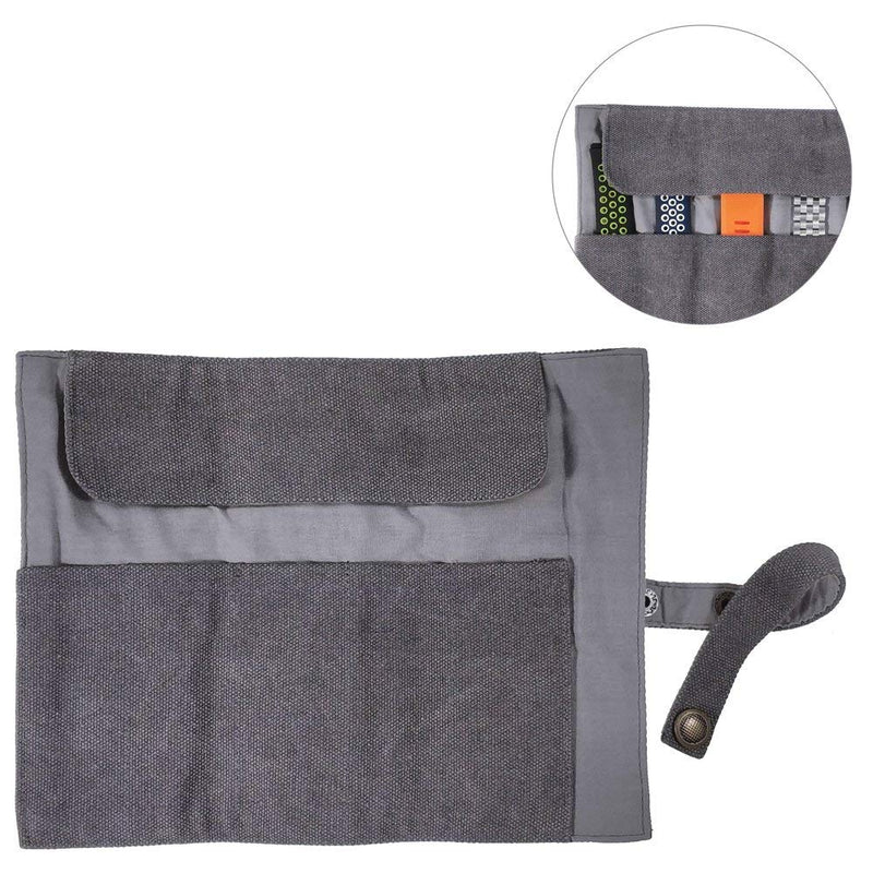 [Australia - AusPower] - YOOSIDE Watch Band Accessories,Smart Watch Band Protable Storage Bag Case Pouch Organizer-Compatible With Apple Watchbands, Garmin Watch Band, Samsung Watch Band etc -Cotton Canvas (Dark Grey) 