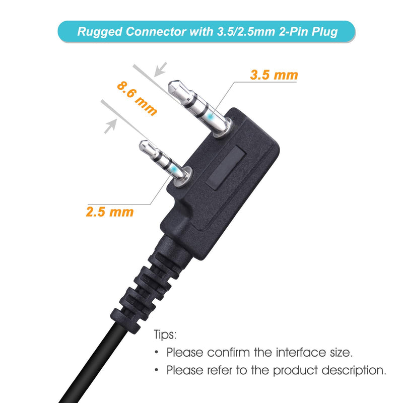 [Australia - AusPower] - COMMIXC (2 Pack) Walkie Talkie Earpiece, 3.5mm/2.5mm 2-Pin in-line Walkie Headset with PTT Mic, Compatible with Kenwood & Bao Fend Two-Way Radios 
