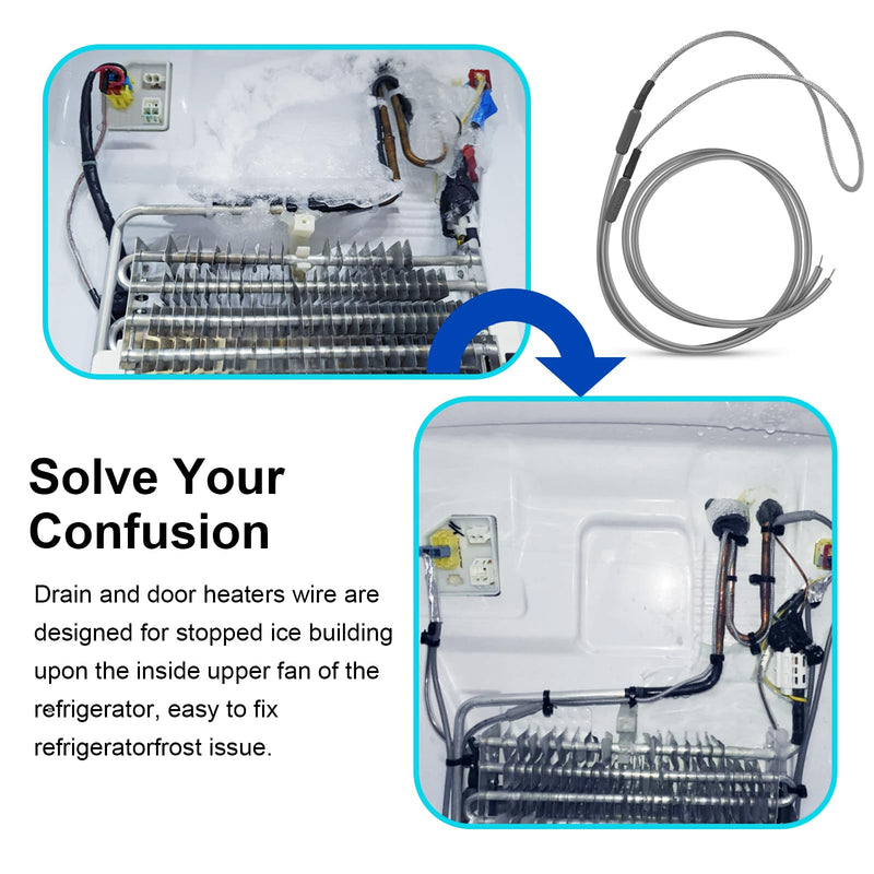[Australia - AusPower] - SH201 Drain and Door Braided Aluminum Heater for Samsung and most supco refrigerators Automatic Defrost, Secondary Heating Coil Tip Diameter 7/16 115V 15W 25" Long 