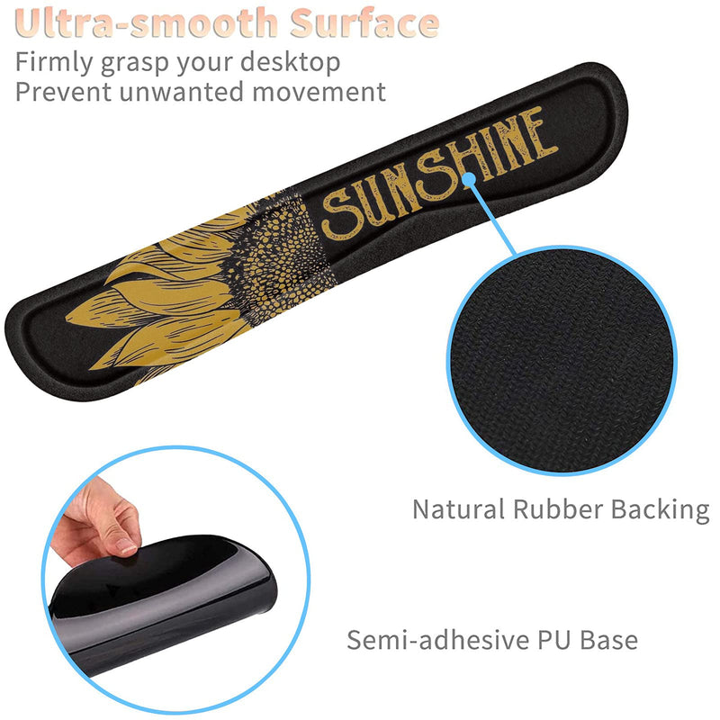 [Australia - AusPower] - Keyboard Wrist Rest and Mouse Pad Wrist Support Set with Coffee Coaster, Non-Slip PU Base for Gaming and Office, Comfortable & Lightweight for Easy Typing & Pain Relief,Sunflower Sunflower 