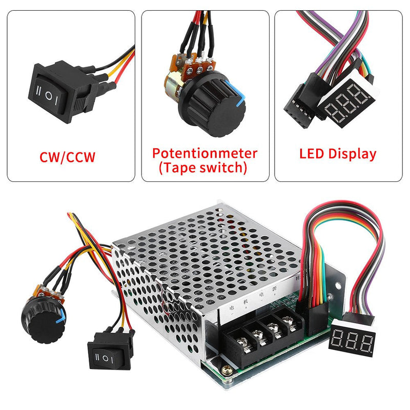 [Australia - AusPower] - DC Motor Speed Controller, DC10V-55V PWM Reversible Motor Controller Switch With Digital Display 