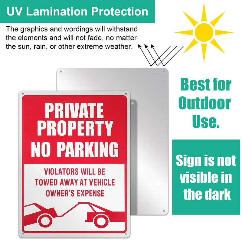 [Australia - AusPower] - 3 Pieces No Parking Sign Private Property Sign Violators Will Be Towed Sign Aluminum Sign Rust Free Weatherproof Indoor and Outdoor Use, 10 x 14 Inches 