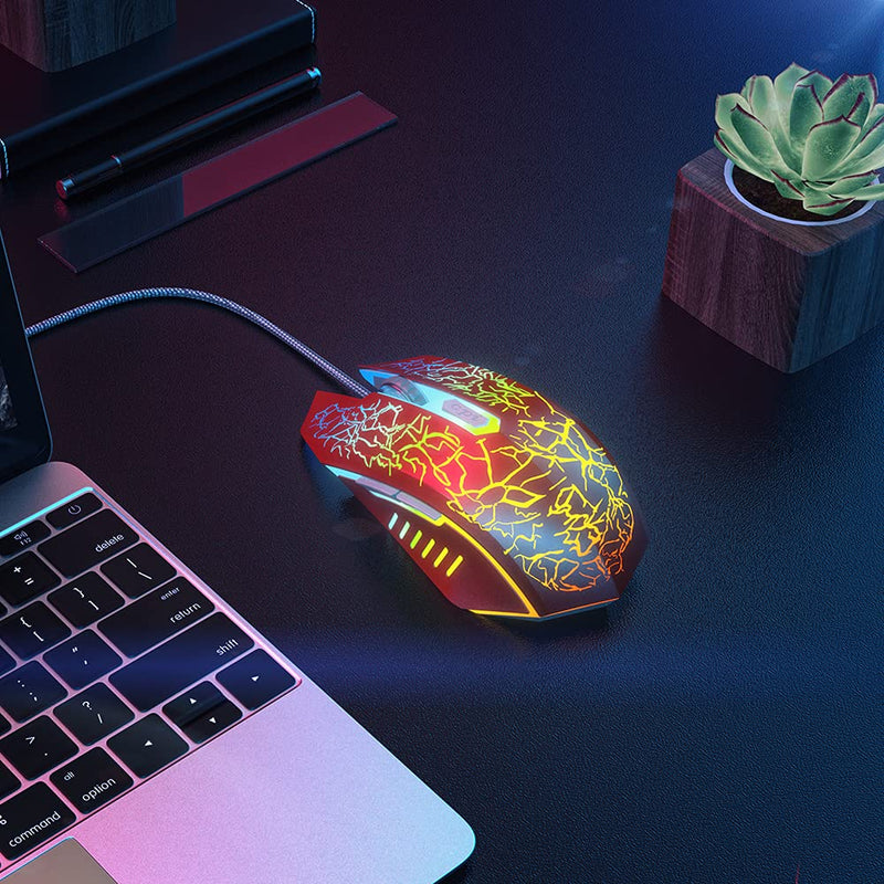 [Australia - AusPower] - VersionTECH. Wired Gaming Mouse, Ergonomic USB Optical Mouse Mice with Chroma RGB Backlit, 1200 to 3600 DPI for Laptop PC Computer Games & Work – Red 
