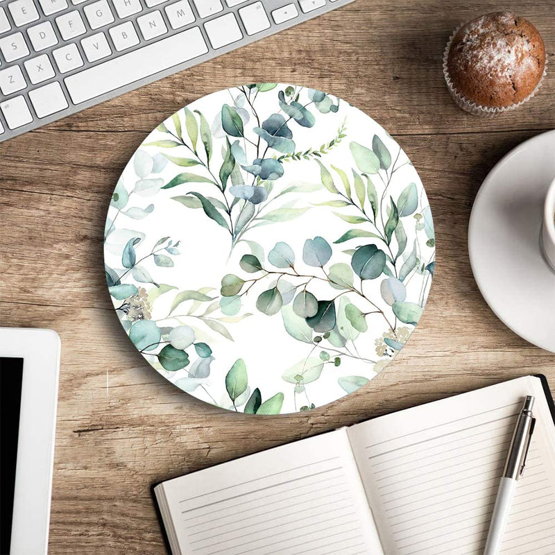 [Australia - AusPower] - Armanza Mouse Pad, Cute Mousepad with Design, Round Grass Leaves Mouse Mat, Small Non-Slip Rubber Gaming Mouse Pads, Office Home Personalized Mouse Pad 13 Green Grass 