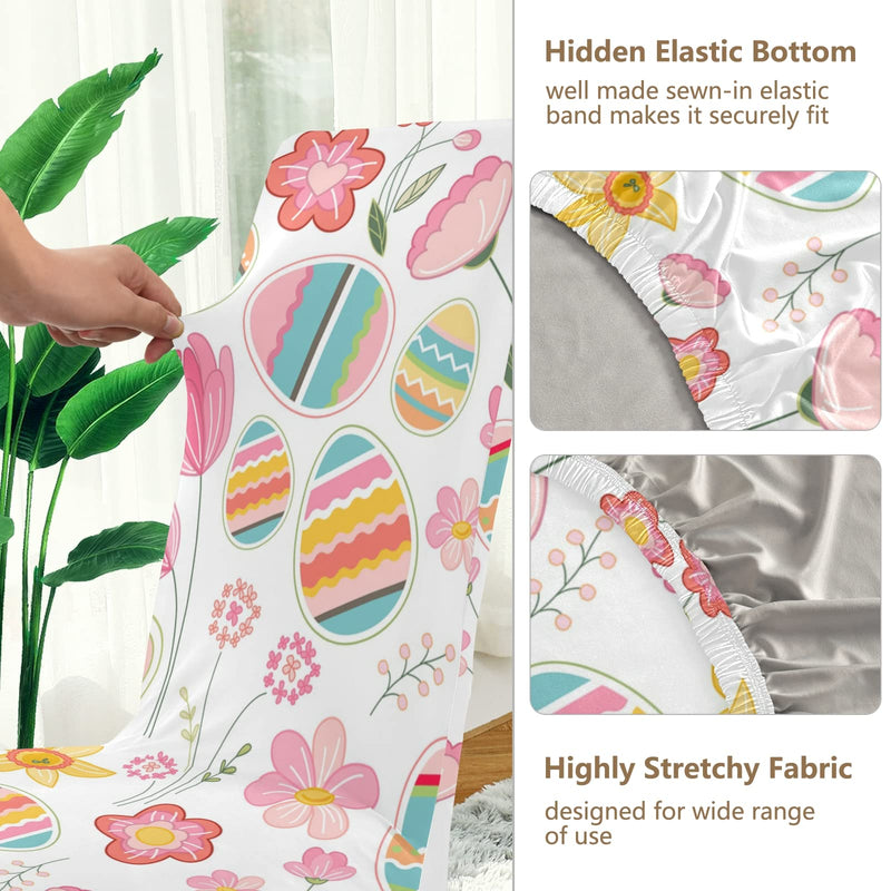 [Australia - AusPower] - xigua Easter Egg Stretch Chair Covers Set of 4 Removable Washable Dining Chair Slipcovers for Kitchen Dining Room Hotel Decor 4 Pack 