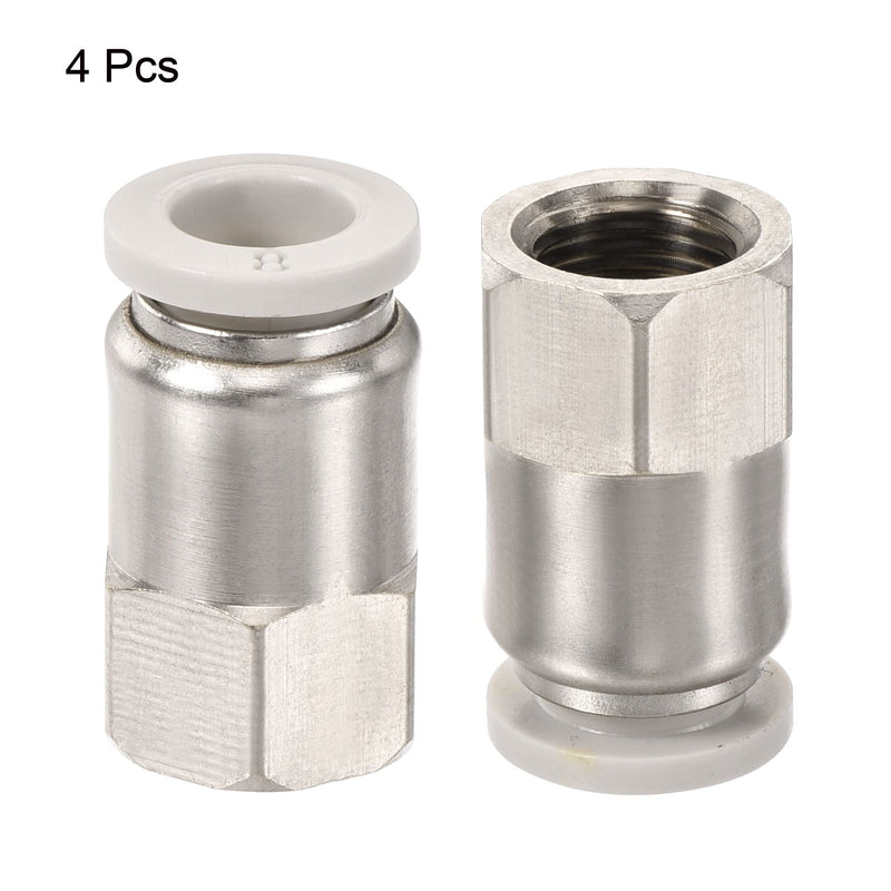 [Australia - AusPower] - MECCANIXITY Push to Connect Fittings 1/8PT Female Thread Fit 8mm Tube OD Nickel-Plated Copper Straight Union Fitting, Pack of 4 