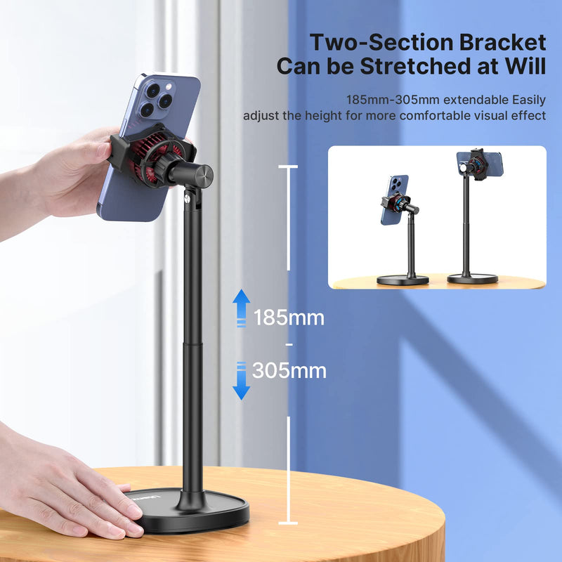 [Australia - AusPower] - ULANZI Phone Cooler for Live Streaming & Gaming w Adjustable Stand, Fast Phone Cooling Fan & Mobile Phone Radiator w 5 Layers Heat Dissipation Devices, Fit All Types of iPhone Android Smartphones 