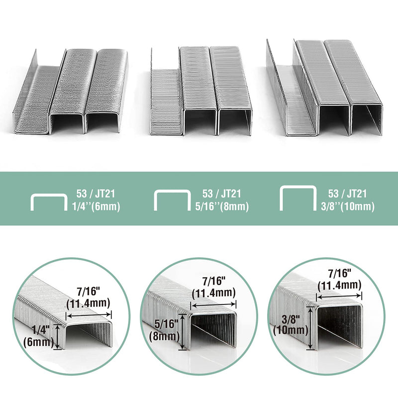 [Australia - AusPower] - HAUSHOF Light Duty Staple Gun Kit, Fits JT21 Staples of 1/4'', 5/16'' and 3/8'', Includes 800Pc 5/16'' Staples and A Staple Remover, for Upholstery, DIY, Decoration 