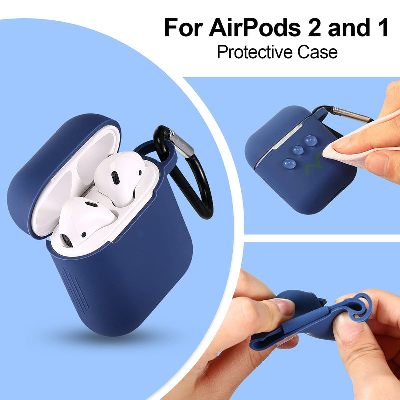 [Australia - AusPower] - 12 Pieces Headphone Silicone Protective Cases Cover with Keychain Accessories Compatible with Airpods 2 and 1 Wireless Charging Cases, Front LED Visible 