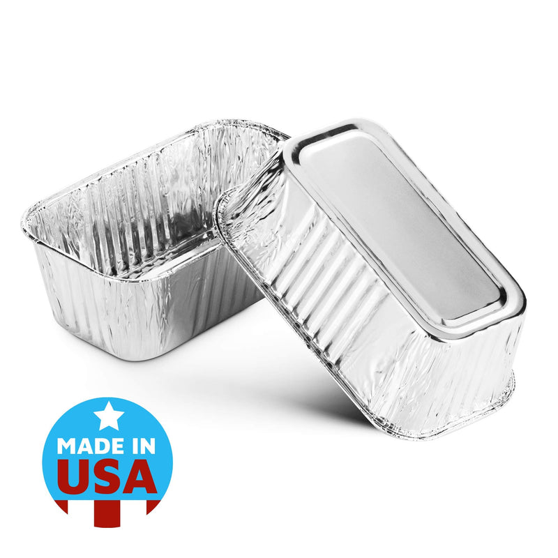 [Australia - AusPower] - MontoPack Aluminum Mini Disposable Loaf Pans | Deep Half Size 6 x 3.5” Extra Thick Foil Bread Containers for Baking, Food Storage & Takeout | Eco-Friendly & Recyclable | Bulk 100-Pack of 1 Pound Trays 1-LB 