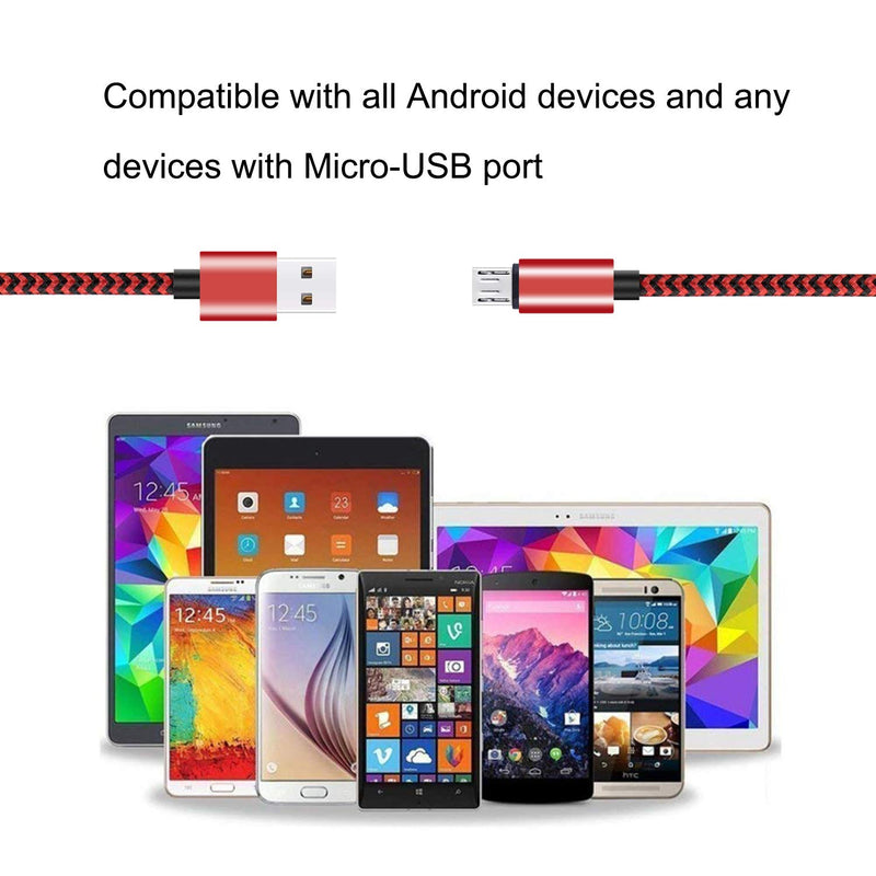 [Australia - AusPower] - Micro USB Cable,[10ft3Pack] by Ailun,High Speed 2.0 USB A Male to Micro USB Sync & Charging Nylon Braided Cable for Android Smartphone Tablets Wall and Car Charger Connection [RedBlack] 10ft RedBlack 