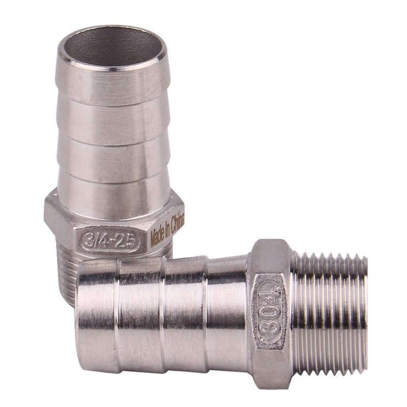 [Australia - AusPower] - DERNORD Stainless Steel 1" Hose Barb x 3/4" NPT Male - Home Brew Pipe Fitting Pack of 2 