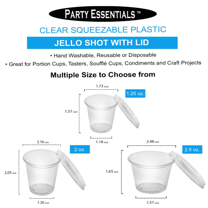 [Australia - AusPower] - Party Essentials N2550 Squeezable Plastic Gelatin/Jello Shot Glasses/Portion Souffle Cups/Condiment Sauce Containers with Lids, 50 Sets, 2.5 oz. Clear 