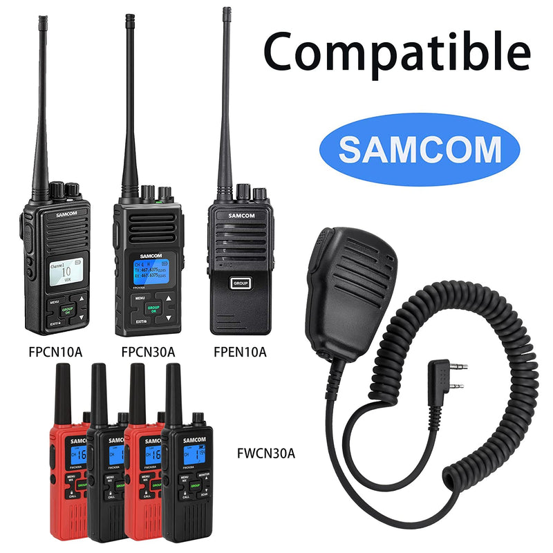 [Australia - AusPower] - Samcom Shoulder Mic of Walkie Talkies, Long Range Two Way Radio Speaker, Handheld Microphone for Most 2 Way Radio, 2 Pin Radio Mic with PTT (2 Pack) 