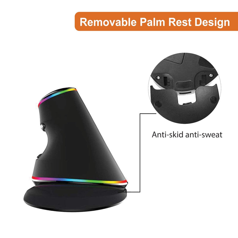 [Australia - AusPower] - J-Tech Digital Ergonomic Mouse Wired - RGB Vertical Gaming Mouse with 5 Adjustable DPI Settings up to 4000 DPI, Computer Mouse for Carpal Tunnel, Removable Palm Rest and Thumb Buttons [V628R] 