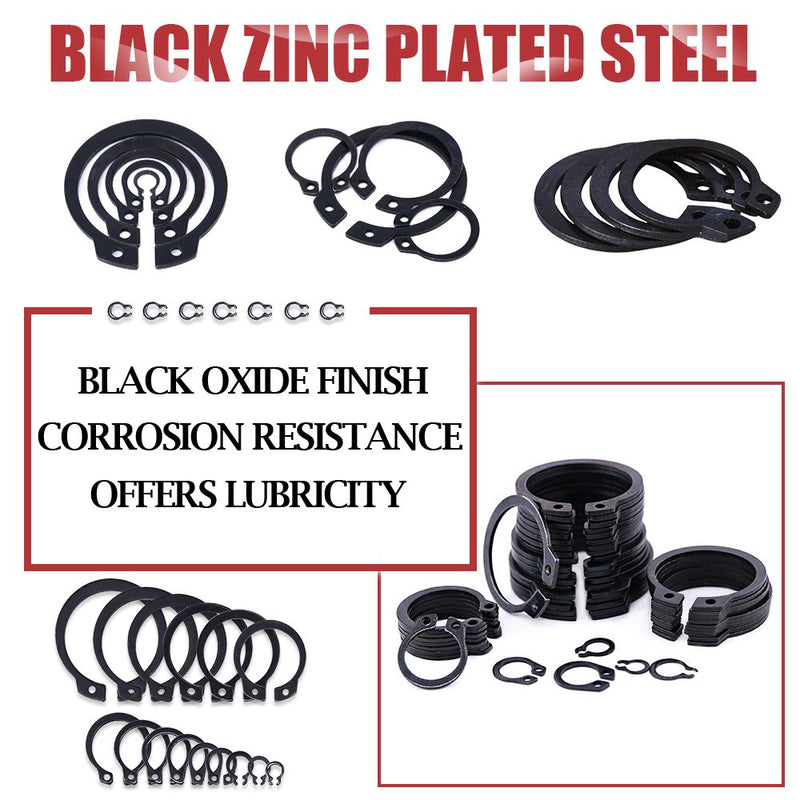 [Australia - AusPower] - Hilitchi 300-Pcs [15-Size] Alloy Steel External Circlip Snap Retaining Clip Ring Assortment Set 