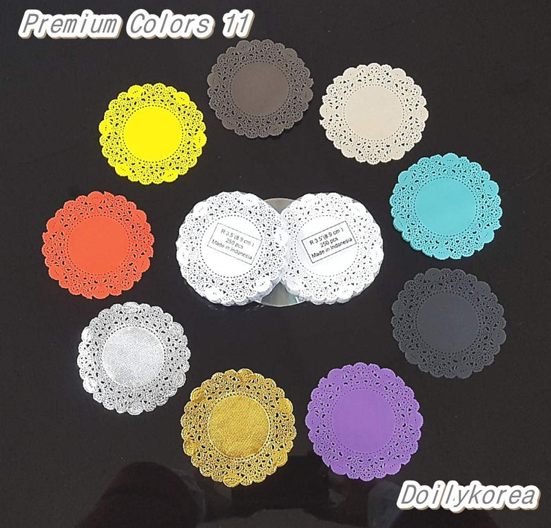 [Australia - AusPower] - Doilykorea - 250pcs Premium 4inch Foil Round Lace Paper doilies - Non-Dust, Clean Cut, Simple Design : Party/Gift/for Cake Crafts/Home Decor Weddings Table Settings Placemats (Round - 4", Gold) 