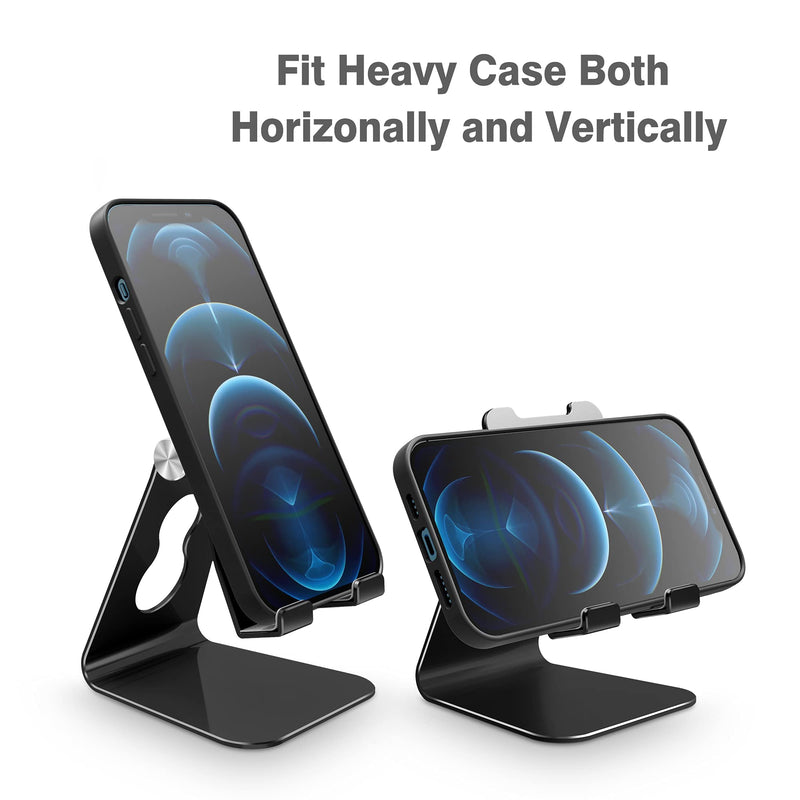 [Australia - AusPower] - Adjustable Cell Phone Stand for Desk, CreaDream Aluminum Desktop Phone Holder with Bigger Body and Longer Arm, Supper Stability, Compatible with All Mobile Phones,iPhone,iPad,Tablet(4-10in)-Black Black 
