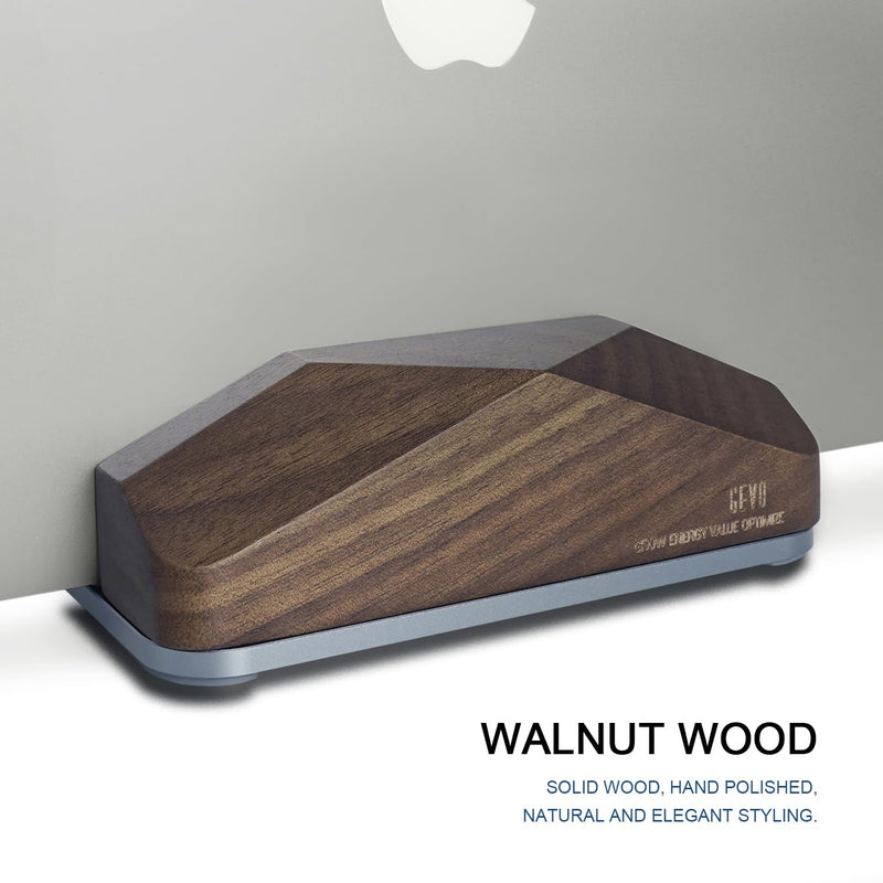 [Australia - AusPower] - GEVO Dual Laptop Holder Vertical Laptop Stand, Natural Wood, Adjustable Dock, Wooden Laptop Stand,Vertical Laptop Holder for Desk, Widen Dock Fits All MacBook/Surface pro 2 Devices (Black Walnut) 
