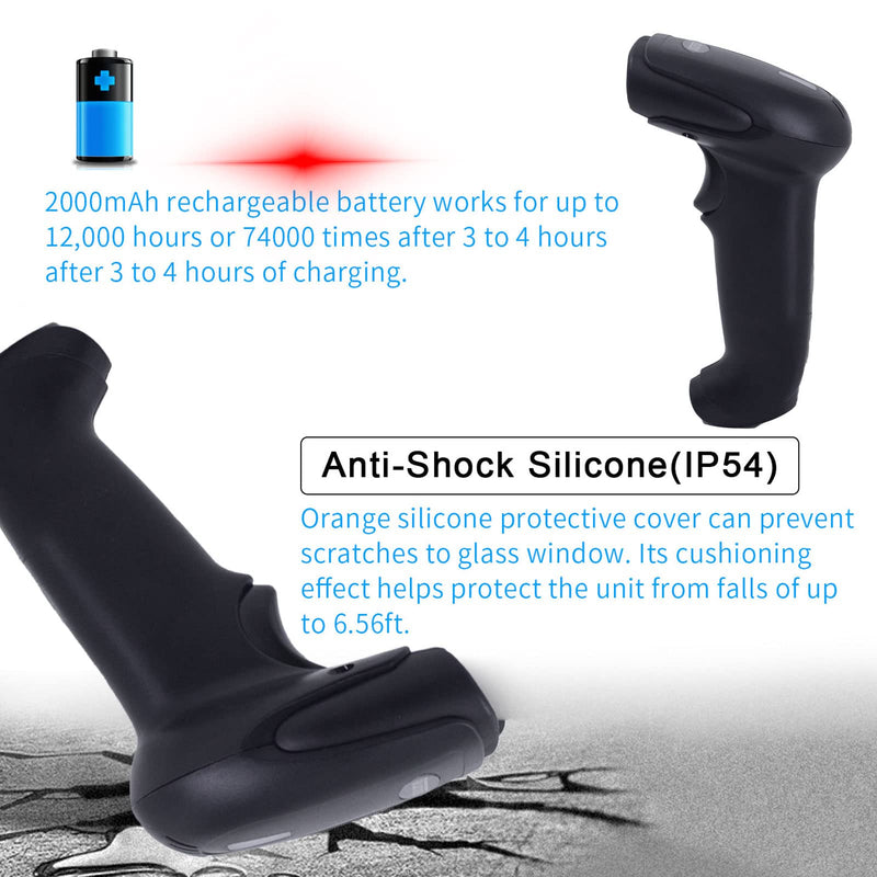 [Australia - AusPower] - Wireless Barcode Scanner Gun with Stand Symcode Barcode Reader Wireless Versatile 2-in-1 (2.4Ghz Wireless+USB 2.0 Wired) Cordless 1D Laser Handheld USB bar Code scanners with Stand LS 