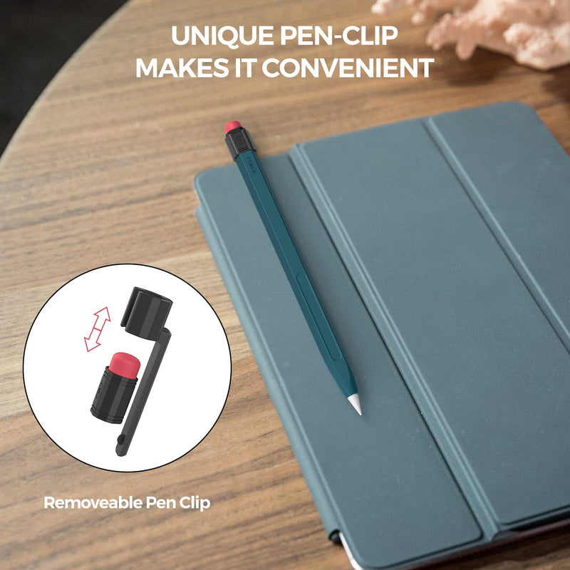 [Australia - AusPower] - TRONWIN iPencil Case for Apple Pencil 2nd Generation Sleeve Silicone Protective Cover Perfect Grip Skin Classic Design with Sturdy Clip Compatible with Apple Pencil 2nd Generation (Deep Green) Deep Green 