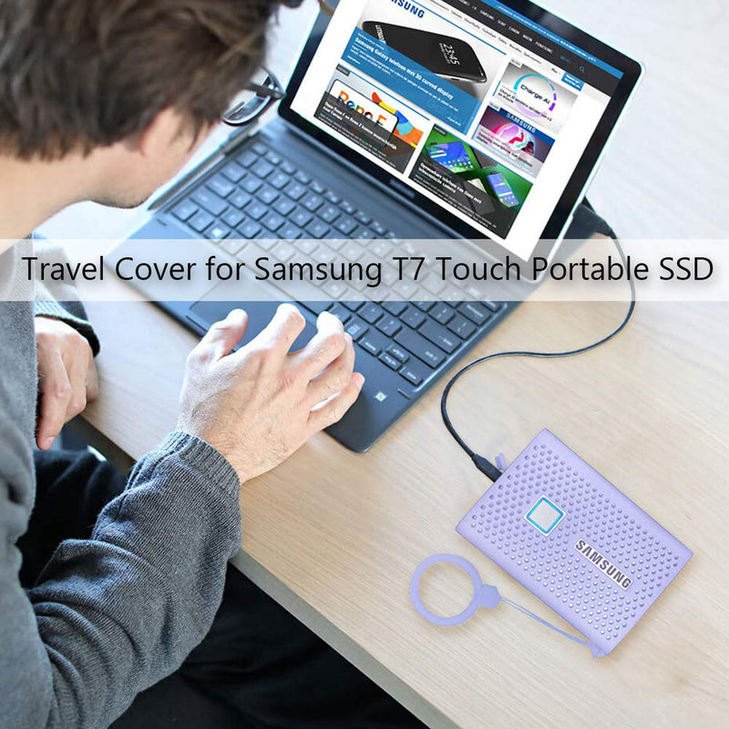 [Australia - AusPower] - Zaracle Storage Travel Case Silicone Protective Cover for Samsung T7 Touch Portable SSD 500GB 1TB 2TB External Solid State Drives (Purple) Purple 