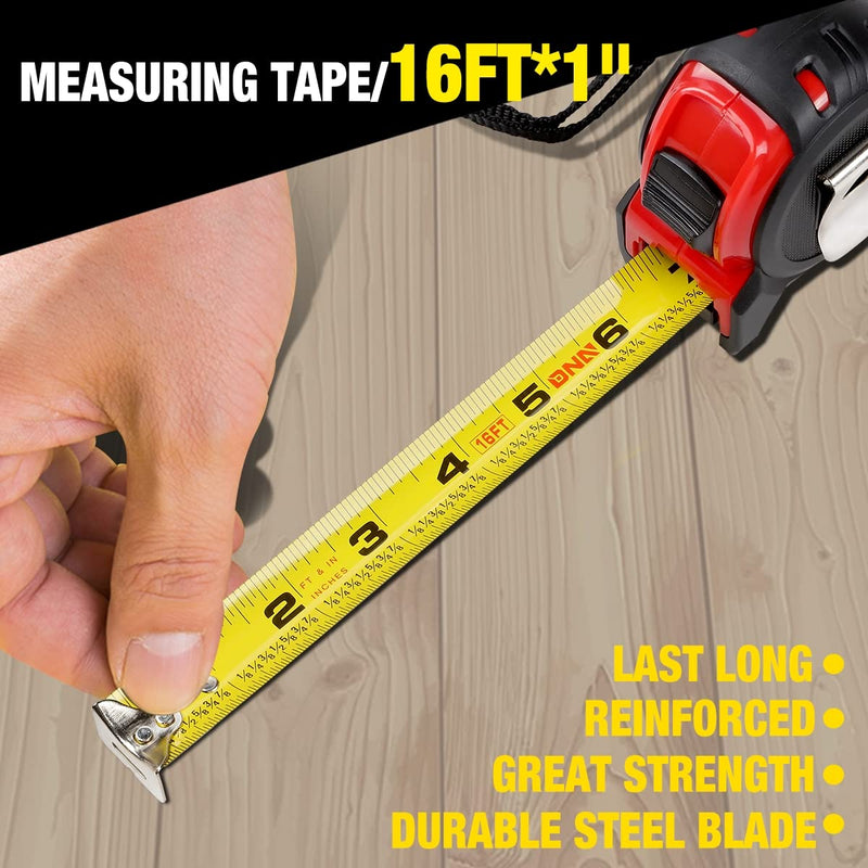 [Australia - AusPower] - DNA Motoring TOOLS-00040 Heavy Duty Steel Blade Measuring Tape - 16 ft. Tape Reel with 1/8 inch Graduations, Push Button Lock 