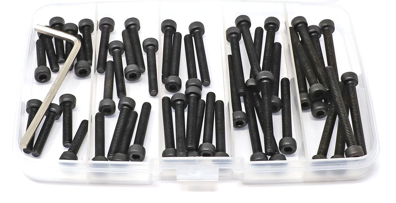 [Australia - AusPower] - iexcell 50 Pcs M4 x 20/25/30/35/40 Alloy Steel 12.9 Grade Hex Socket Head Cap Screws Bolts Assortment Kit, Black Oxide Finish 