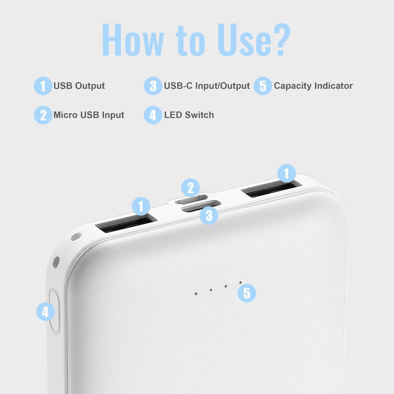 [Australia - AusPower] - Miady 2-Pack 10000mAh Dual USB Portable Charger, USB-C Fast Charging Power Bank, Backup Charger for iPhone 14, Galaxy S22, Pixel and etc 