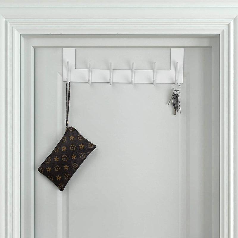 [Australia - AusPower] - Dseap Over The Door Hook Hanger - 6 Hooks Over Door Coat Rack for Clothes Hat Towel, White 1 