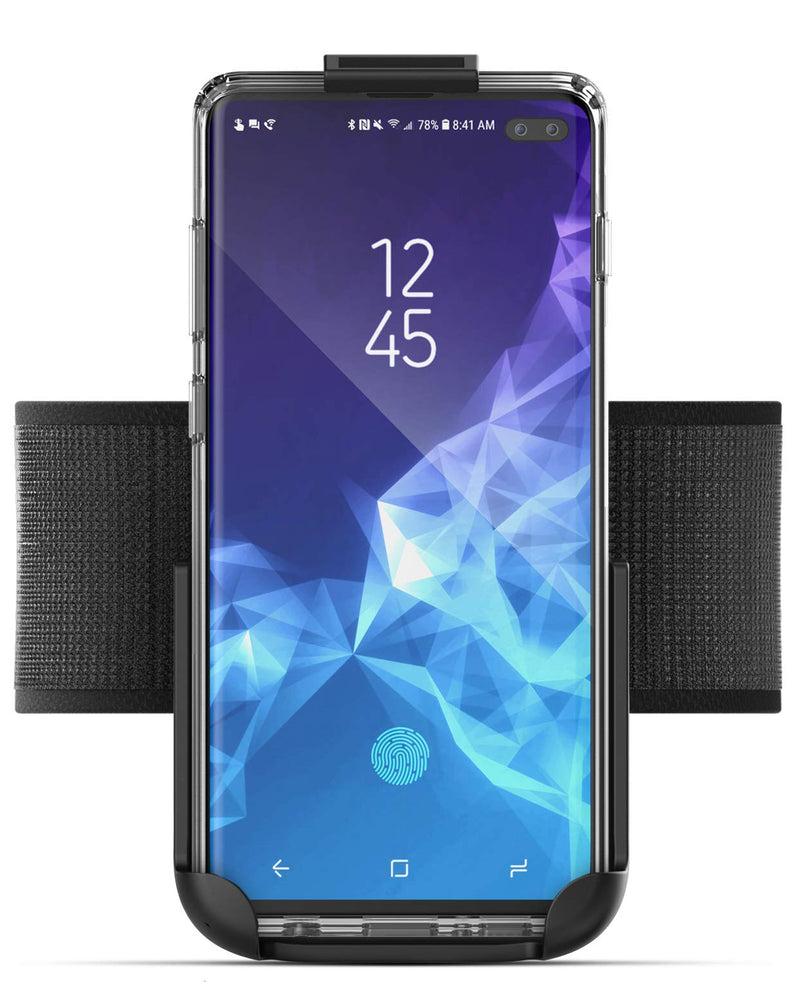 [Australia - AusPower] - Encased Galaxy S10 Plus Armband for Running, Gym Workouts & Exercise - Fully Adjustable Arm Strap Holder with Clear Phone Case (Samsung S10+) (Sweat and Water Resistant Band) 