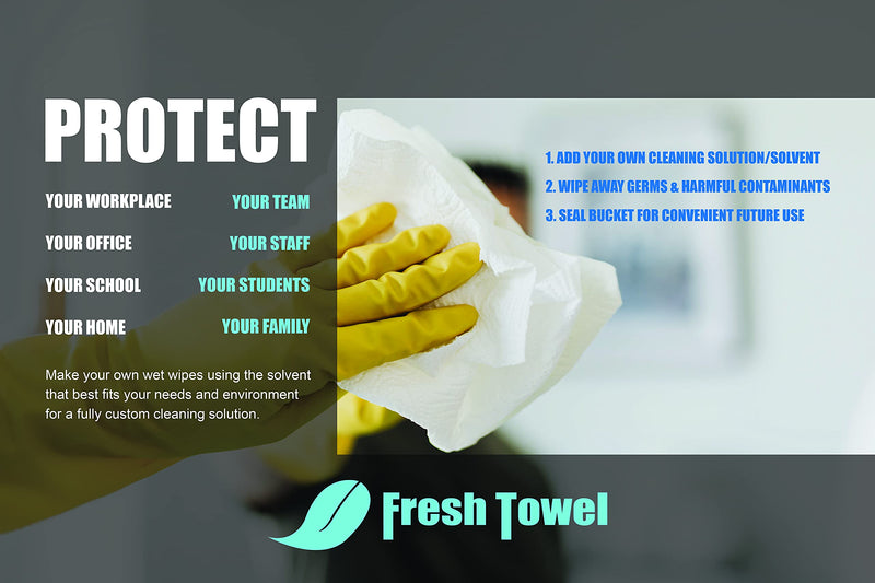 [Australia - AusPower] - Fresh Towel Dry Bucket Wipes - Make Your Own Wet Wipes with Dispenser Buckets for Cleaning - 220 Wipes - 6 inches by 9 inches per sheet - Paper Towels Bulk 