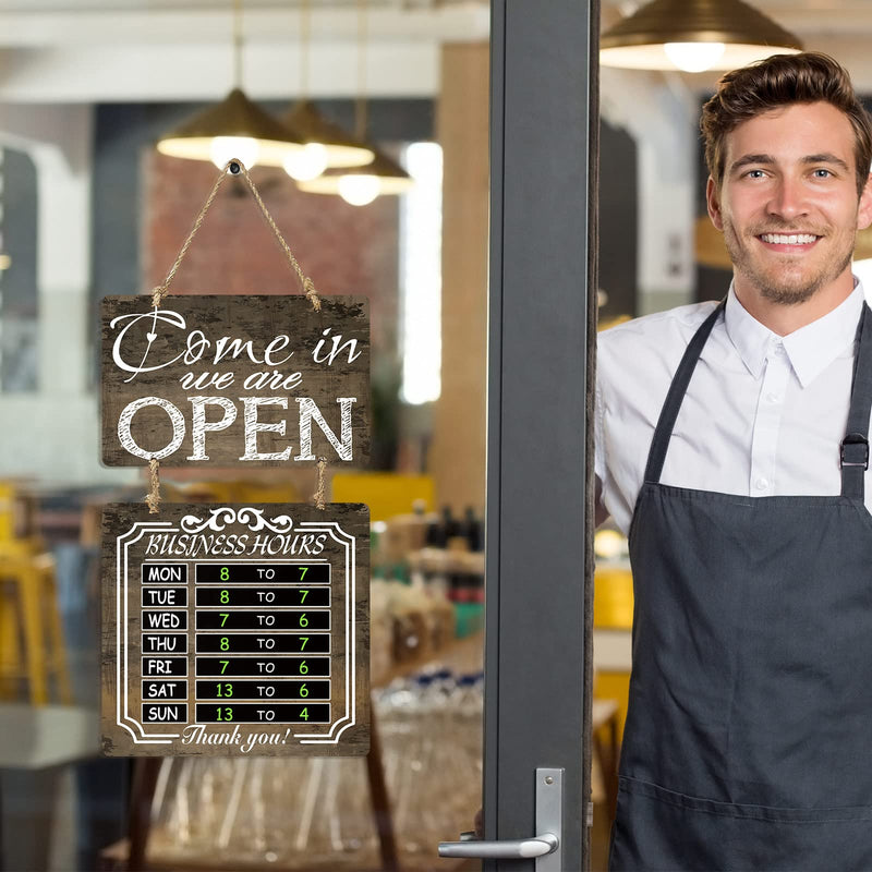 [Australia - AusPower] - Business Hours Sign Open and Closed Sign Rustic Hanging Chalkboard Welcome Chalk Boards Business Hours Sign Store Hours Sign for Restaurant Door Hotel (Brown) Brown 
