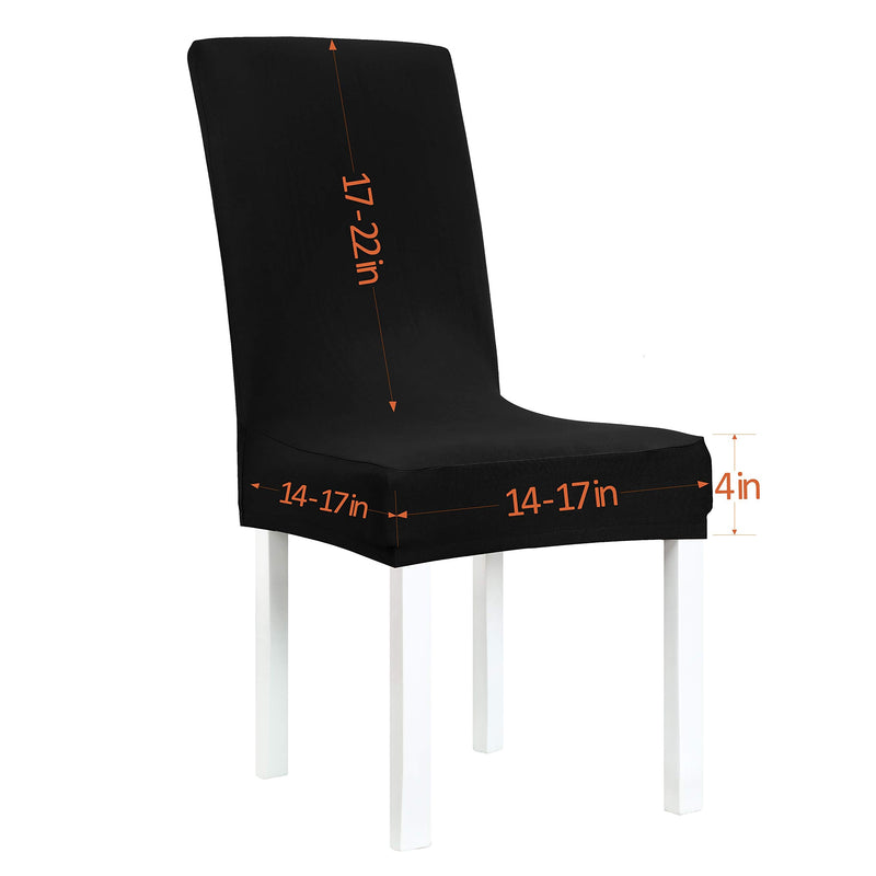 [Australia - AusPower] - Obstal Black Stretch Spandex Dining Room Chair Covers – Set of 4 Universal Removable Washable Chair Seat Slipcovers Protector for Kitchen, Ceremony, Wedding, Banquet, Hotel and Party Pure Black 