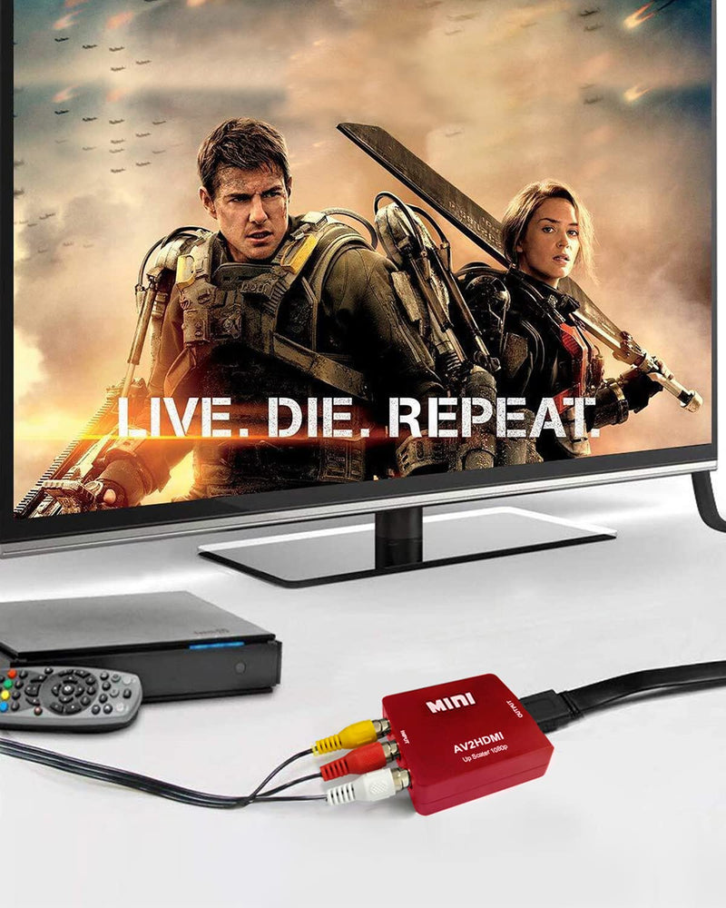 [Australia - AusPower] - ABLEWE RCA to HDMI,AV to HDMI Converter, 1080P Mini RCA Composite CVBS Video Audio Converter Adapter Supporting PAL/NTSC for TV/PC/ PS3/ STB/Xbox VHS/VCR/Blue-Ray DVD Players, Red 