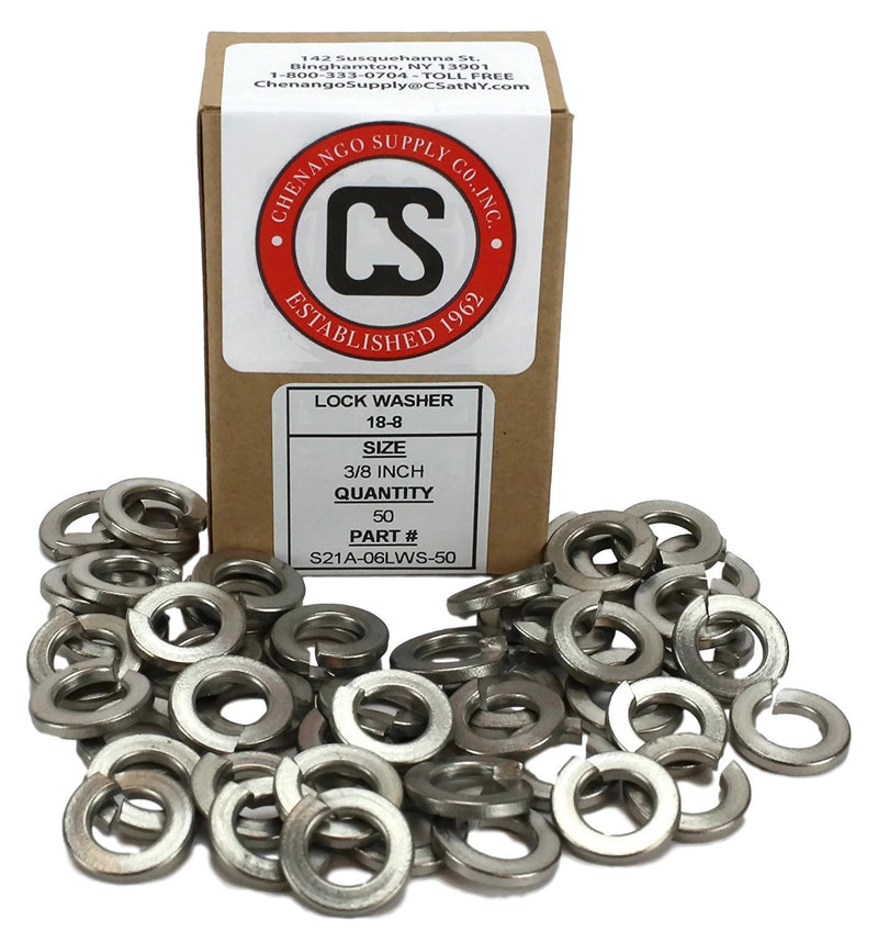 [Australia - AusPower] - Chenango Supply Stainless 3/8 Lockwashers, 304 Stainless Steel, 50 Pieces (3/8 LOCKWASHER) 3/8 LOCKWASHER 