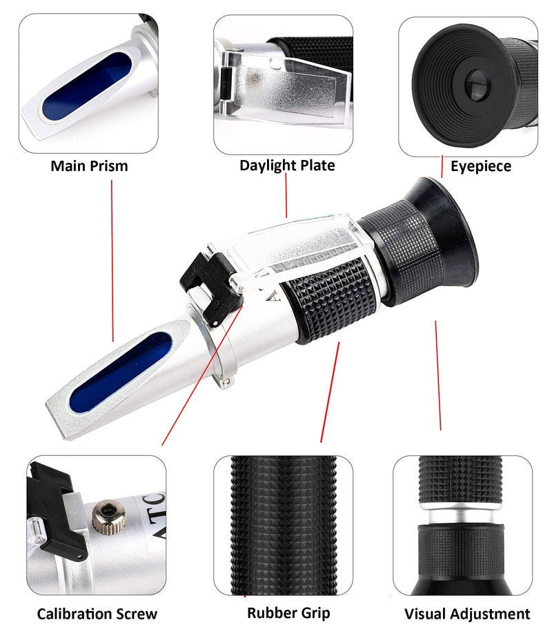 [Australia - AusPower] - 3-in-1 Antifreeze Refractometer in Fahrenheit Antifreeze Coolant Tester Refracotmeter for Checking Freezing Point of Automobile Antifreeze Systems and Battery Fluid Condition Battery Acid, Glycol 3-in-1 ℉ Antifreeze Refractometer 