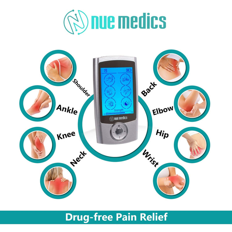 [Australia - AusPower] - NueMedics TENS EMS Unit Pro Rechargeable Battery Muscle Stimulator 24 Modes Portable Mini Massager TENS Unit with 10 Reusable Pads 