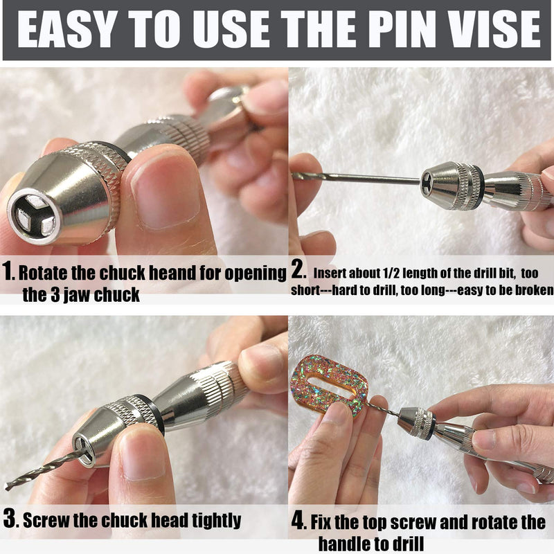 [Australia - AusPower] - Pin Vise for Resin Casting Molds, Pin Vise Hand Drill Set with 20PCS Drill Bits (0.8-3mm), Precision Hand Drill Tools for Resin, Jewelry Keychain, Pendant 