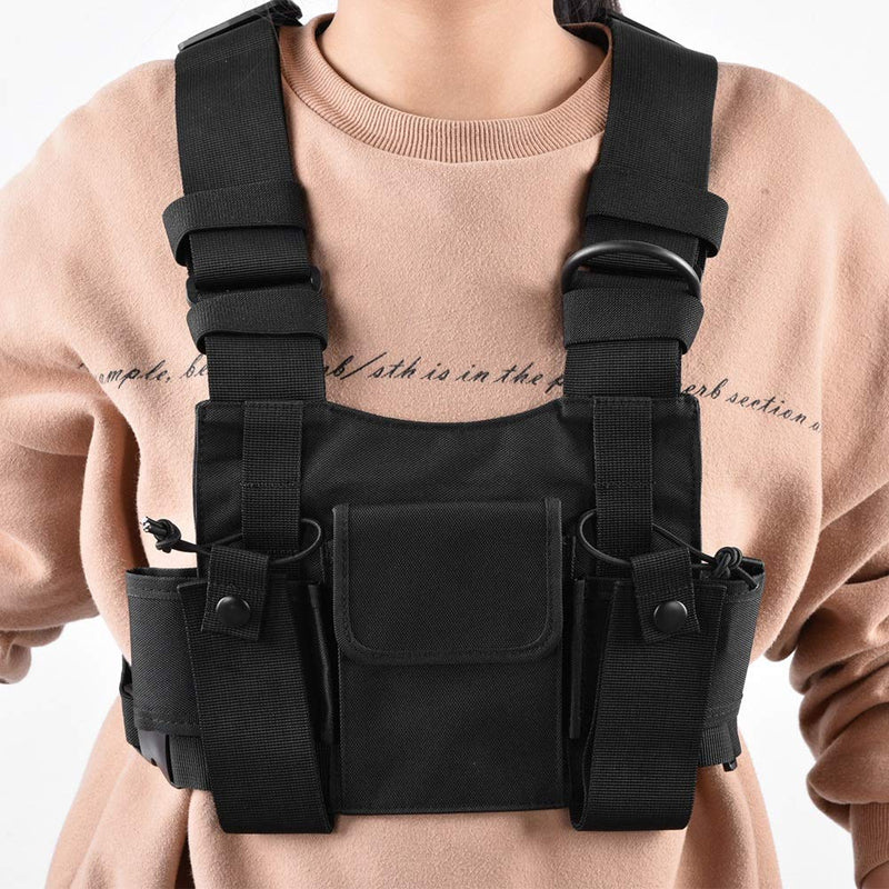 [Australia - AusPower] - Radio Chest Harness Chest Front Pack Pouch Holster Vest Rig For Two Way Radio Walkie Talkie Harness Bag Pocket Pack Holster Two Way Radio Rescue Essentials Walkie-talkie Backpack Bag Backpack Holster 