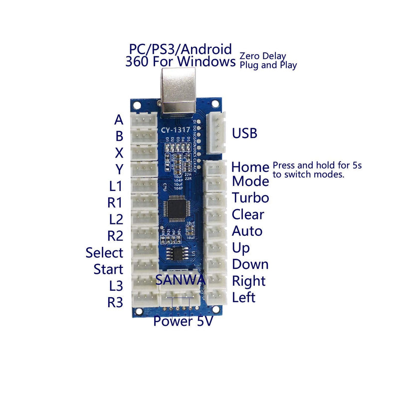 [Australia - AusPower] - SJ@JX Arcade USB Encoder LED Zero Delay Arcade Controller PC PS3 Android Arcade DIY Kit LED Arcade LED Button Red 