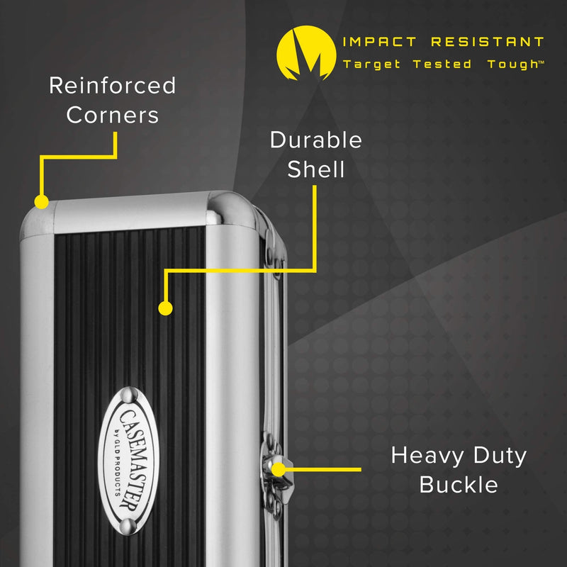 [Australia - AusPower] - Casemaster Sole Aluminum Slim Profile Dart Case Holds 3 Steel Tip and Soft Tip Darts with Enough Space to Keep Flights in Shape, Features Built-In Pockets for Other Accessories 