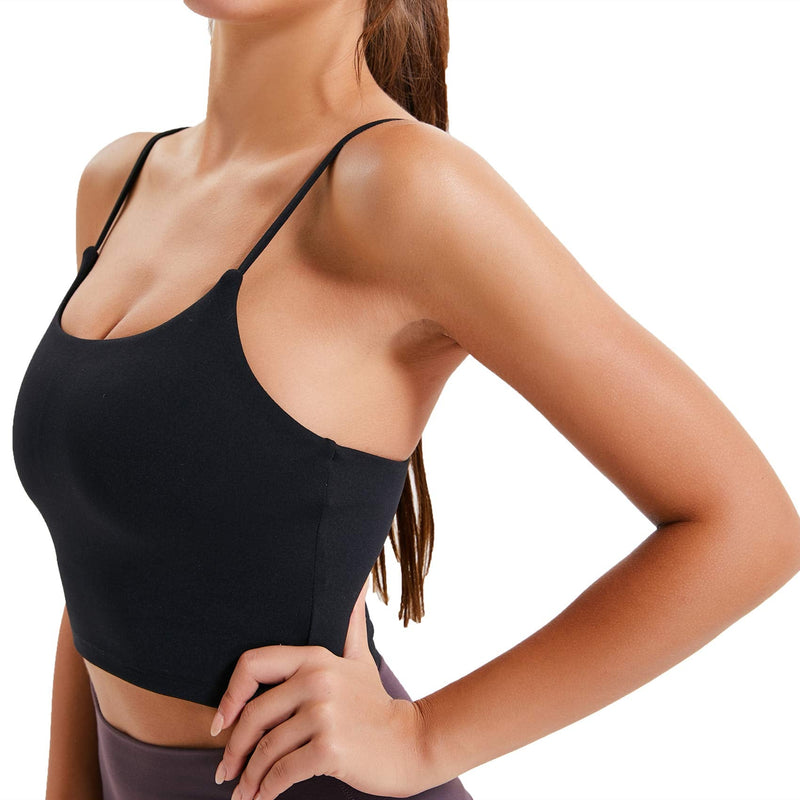 [Australia - AusPower] - Lemedy Women Padded Sports Bra Fitness Workout Running Shirts Yoga Tank Top Small Black 