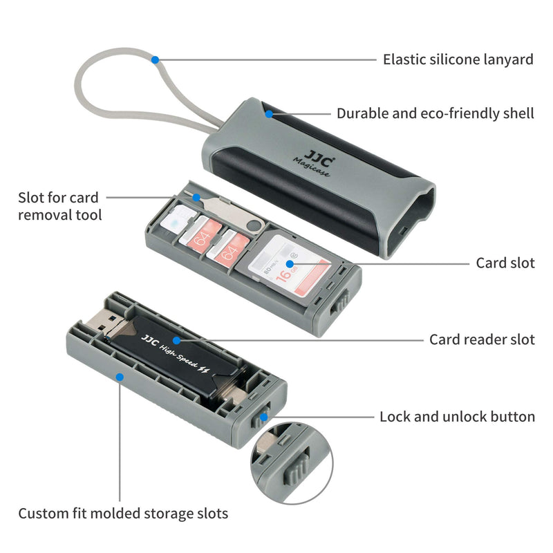 [Australia - AusPower] - JJC USB 3.0 SD Micro SD Card Reader with Storage Case, USB C USB A Plus OTG for SD SDHC SDXC Micro SD Micro SDHC Micro SDXC TF Memory, Compatible with Computer, Laptop, OTG Enable Phone and Tablet USB 3.0 Reader with Storage Case 