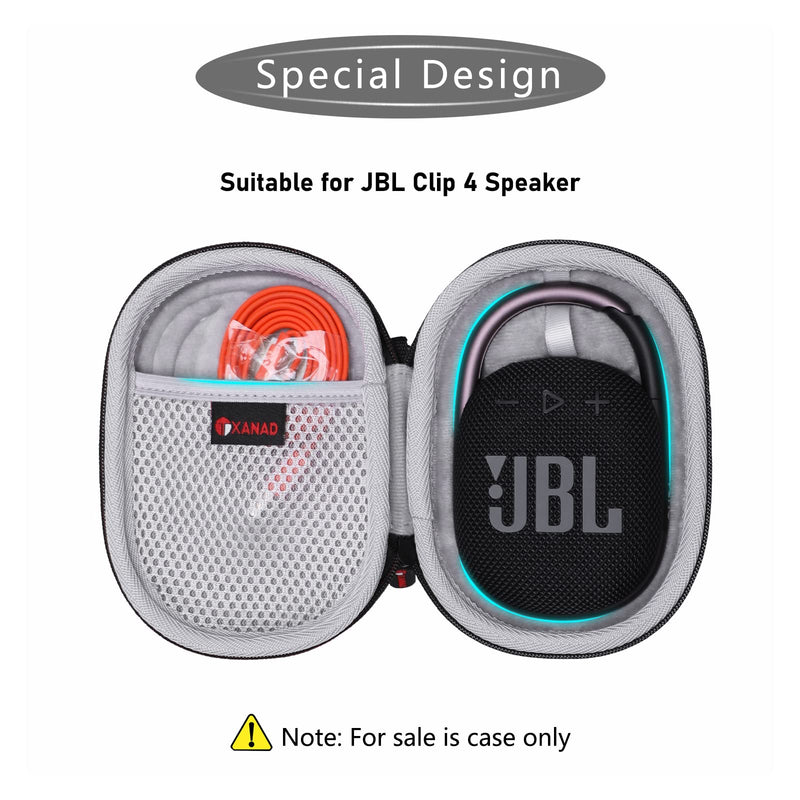 [Australia - AusPower] - XANAD Hard Case for JBL Clip 4 Portable Bluetooth Speaker - Storage Protective Travel Carrying Bag Gray Case 